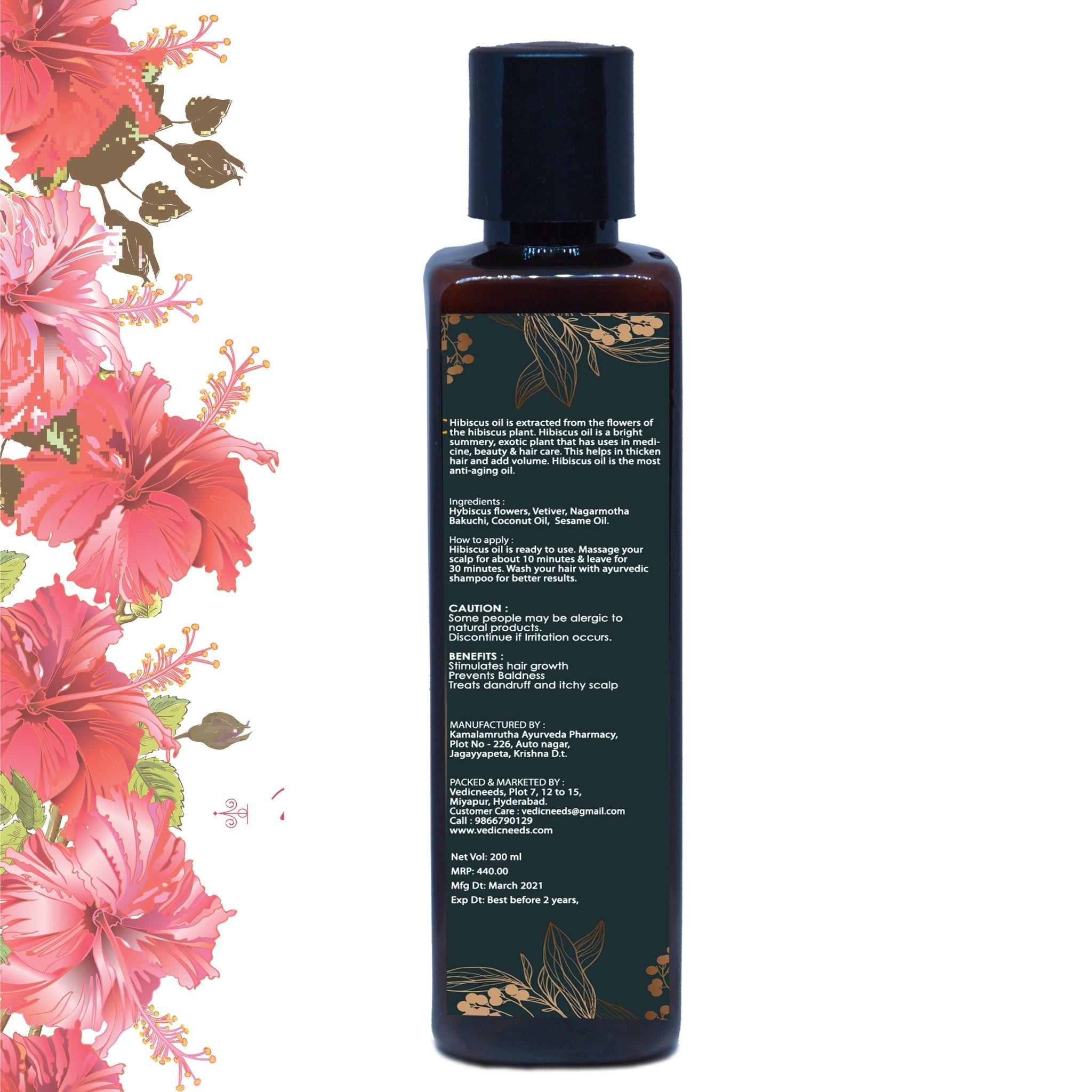 Vedic Needs Hibiscus Herbal Hair Oil - 200ml -